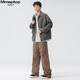 
MMOPTOP American pure cotton retro lapel work jacket spring and autumn men's versatile functional jacket MJK03 dark gray XL
