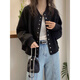 Aimaiyi Sweatshirt Cardigan Kurzjacke für Frauen im Europa frühen Frühling und Herbst 2025 Neue europäische Frauen-Mode-Baseball-Jacke Trendy Off-White [Original] L 100-115jin [Jin ist gleich 0,5 kg]