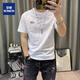 罗蒙（ROMON）t恤男士短袖男夏季短袖T恤新款潮流满印休闲上衣服体恤打底衫男装 829短袖灰色 XL