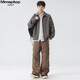 
MMOPTOP American pure cotton retro lapel work jacket spring and autumn men's versatile functional jacket MJK03 dark gray XL