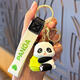 El panda felicitaciones por hacer una fortuna y el llavero de llaves de luces lindo regalo colgante de panda regalo de cumpleaños bamboo bambú de bambú de bambú de panda + paquete de bolsas de tela llavero