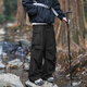 Swamp -Gebiet Fallschirmjäger Ladehose Herren Frühling und Sommer Dünne Falten -Wanderhosen Gerade Sport und ungezwungene Eisseide WS701 Schwarz S