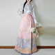 
Fei Liyue [3894 people collect] Han Qingci original flower-wrapped new Chinese style horse-face skirt cross-neck airplane sleeve daily Ming-made Chinese single pink horse-face skirt XL