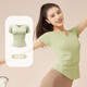 Hui'ang Sports Set Women's Yoga Suit Sports Running Fitness Suit Quick Dry Clothes T-shirt V-neck Short Sleeve Trousers Green Gray XL
