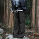 Swamp -Gebiet Fallschirmjäger Ladehose Herren Frühling und Sommer Dünne Falten -Wanderhosen Gerade Sport und ungezwungene Eisseide WS701 Schwarz S