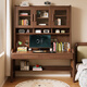 Cool Kailong writing desk and bookcase integrated solid wood household bookcase combination study desk small bedroom bedside computer desk ivory white table + high cabinet insist on selecting solid wood 104x60x186cm