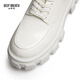 Deep Atem Tief Atem Frauenschuhe Kowide Dicker alleiner Top -Gurt -Gentlemen -Schuhe Frauenschuhe Dicke Sohle Schuhe Ax13066 Weiß 36