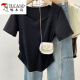 Carpintero de carpintería gran tamaño grasa de mujeres MM Summer Nuevo estilo 2025 Collar cuadrado Tamita de manga corta Diseño de hombro de moda Top 13701 4xl Recomendado 176-190Jin [Jin es igual a 0,5 kg]