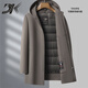 DK brand men's wool coat men's winter new double-sided woolen removable down liner hooded woolen coat ZL--N8812 black M 170