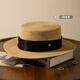 Siggi Rafia Flat Top Hut Frauen Frühlings- und Sommer Sonnenschutzhaube Mode Elegant Strand Flat Top Hut
