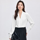 Shandubila Commuting White Shirt Women's Business Wear V-Neck Slim Shirt Elegant Chiffon Shirt White M