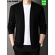 Lilang Cardigan Herren Strick-Strickjacke im Frühling und Herbst Neuen Stil mittleren und jungen Menschen mit modischer und vielseitiger purer Pulloverjacke schwarzer HPL-A32321 XL 175