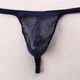 European and American GAY men's underwear European and American transparent fine mesh pouch low-waisted single T-pants large size ultra-thin T-pants navy blue 2XL