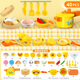Haoleshuang [48-hour shipping] Little Yellow Duck Kitchen Set Toys Girls Induction Cooker Baby Children Playing House Kitchen Playing House Kitchen Kitchenware Set [40-piece set]