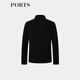 PORTS men's clothing 2025 spring and summer new wool cashmere blended soft and warm jacket knitted cardigan black S