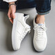 Xiaohuili Home Herrenschuhe Saison Sport, Nicht-Schlupf-Freizeit und vielseitige Leder weiße Schuhe Schülern Hochschwere Pure White Trendy Board Schuhe Männer Weiß 42