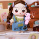 Marshmallow doll dress up and make-up children's DIY handmade house play house toys girls birthday gift brown hair makeup cotton doll [cuihua skirt + puffy yarn] gift box