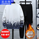 Lanpinge Frühlings- und Herbststil Junior High School und High School College-Schüler Chinesischer Stil Sweatshirt Sports Casual Anzug Jungen und Teenager Trendy Clothes Blue (zweiteiliger Set) HX683-K556 2XL (Empfohlene Höhe 170-175 cm)