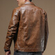 Ji Yan's high-end luxury jacket is trendy and handsome for men. American retro casual lapel leather jacket for men in spring and autumn with a high-end feel. Brown M