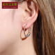 Centenary Baojinxiang pt950 platinum earrings for women, platinum earrings, earrings, laser earrings, earrings, earrings, simple earrings, 3.55-3.75g, diameter 20mm, laser surface