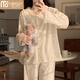 
Modal gold velvet pajamas for women for women for Autumn 2025 new long-sleeved trousers sweet princess style lace spring and autumn winter SMSD-9922 M (recommended 80-100Jin [Jin equals 0.5 kg])