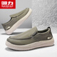 Chaussures masculines de Huili 2025 Nouvelles chaussures en toile respirante d'été pour les chaussures de pédale d'un pied pour hommes légers confortables chaussures de tissu décontractées et polyvalentes vert 42