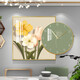 Nordic einfaches und modisches Restaurant mit Uhrenkombinationskombination Gemälde, leichter Luxus -Esszimmer Hintergrund Wandhänge Gemälde, Kristallporzellanbilder, Txmg12608 60*60 cm+Runddurchmesser 40 cm Gesamtlänge 80 Textur Textur