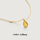 Amber Lollipop Wang Yuwen's same style crystal necklace women's pendant clavicle chain anniversary birthday gift for girlfriend and wife yellow (liuguangzhijing series)