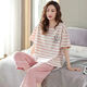 Gebratener Sommerpolyester-Baumwollpyjamas für Frauen im Sommer kurzärmeligte Hosen, die losen Frühlings- und Sommer-Kurzärärmelen-Hosen 684 2xl Set 125-135jin [Jin gleich 0,5 kg] zu tragen haben