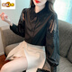 CHU DIAO [6849 Kollektion] besticktes reines Baumwollhemd für Frauen 2025 Herbst Neue Mode bestickte weißes Hemd breites Cy9227 Black 2xl [vorgeschlagen 131-145Jin [Jin ist 0,5 kg]]