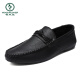 Zapatos de frijoles para hombres de carpintería de carpintero trabajos de negocios de estilo coreano zapatos de cuero casual transpirable y versátiles zapatos para hombres de un solo pie 2024 primavera d826 negro 40 pequeño