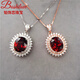 DL 1998 Fat Donglai same style 18k gold ruby pendant large carat pigeon blood red 8*10mm natural l garnet 92 wine red main stone 8*10mm rose gold