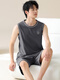 
Pajamas men's summer pure cotton sleeveless vest summer teenager large size men's thin casual home clothing set YDY13657 L size (recommended 100-120Jin [Jin equals 0.5 kg]) equal size