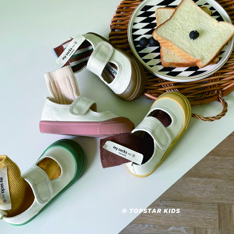 TOPSTAR children's canvas shoes girls boys kindergarten indoor shoes small white shoes baby children's shoes soft sole shoes green 23