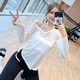 LULUUVTTOH Sports Yoga Top Women's Loose Slimming Pilates Cover-up V-neck Yoga Wear Thin Running Fitness Wear Long Sleeve White L