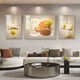 Meiyouchun modernes Licht Luxus Wohnzimmer Dekoration Gemälde Einfaches High-End-Triptychon-Gemälde High-End-Atmosphärischen Hängsmalerei Sofa Hintergrund Wandmale JD13588 Links und rechts 35*50 Middle 70*50 Kristallporzellan Aluminium Legierung schwarzer Rahmen
