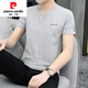 Pierre Cardin Día del Padre Summer Algodón puro Camiseta de manga corta para la blusa de blusa en V masculina Moda nueva Camisa de cuerpo delgado de hombres a media manga Día del padre Regalo del día del padre para papá Q694 White 2xl 135-150Jin [Jin equivale a 0.5 kg]