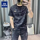 罗蒙（ROMON）t恤男士短袖男夏季短袖T恤新款潮流满印休闲上衣服体恤打底衫男装 829短袖灰色 XL