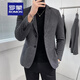 罗蒙（ROMON）2025秋冬毛呢西装男外套短款韩版修身休闲西服领毛呢大衣男 X829双排扣西装 黑色 2XL 【高质感 百搭】