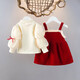Children's clothing girls suit spring and autumn dress one-year-old baby girl princess dress dress children autumn and winter two-piece set red l plus velvet cm 100