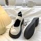 White Retro Retro British Shoes de cuero de suela gruesa para mujeres 2025 Spring New Japanese Jk con falda Mary Jane Single Shoes Black 35