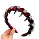 BARY REEF high-end red headband for women, autumn and winter high-ceiling headband, special face-washing headband, hairpin, hairpin, burgundy crystal wavy headband