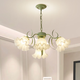 
XMSJ French pastoral living room chandeliers creative internet celebrity lily of the valley flower lamp American country retro lamp restaurant bedroom lamp YL6627 green three-head disc 35CM warm light
