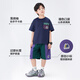 Zuoxi Boy Summer Set Children's 7A Antibacterial Cool Two-Piece Set 2025 New Boys Clothes Navy Blue 160
