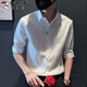 Holzspecker (Tucano) Hemd Herren Frühling und Sommer dünne Fünfviertelhülle Casual Shirt Herren koreanischer Stil Trendige Jacke Herrenkleidung weiß XL