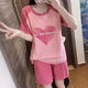炙夏睡衣女夏短袖棉2022新韩版学生可爱家居服女春秋薄大码套装 短-袖套装--G6636 M 女--【80-100斤】