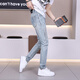 Gezan Printed Diamond Jeans Men's 2025 Spring and Summer New Pants Men's Trendy Men's Slim Small Feet High-end Casual Light Blue 9855 30 (2 feet 3)