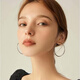 Guanpu Pavilion Fat Donglai's same style pt950 platinum earrings large hoop PT950 plain hoop for women simple and elegant platinum hoop exaggeration plain hoop large earrings (30mm)