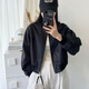 CEENIU休闲立领棒球服外套女欧洲站2025春季新款时尚显瘦夹克上衣 黑色 【原版现货】 M 90-115斤