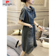 
Pierre cardin [1477 people praised] European station 2025 summer new loose large size denim dress for women mid-length picture color 9800 models 3XL 145-165Jin [Jin equals 0.5 kg]